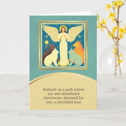 angel message happy birthday kaart (Gele Bloem)