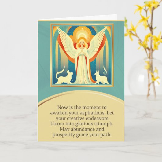 angel message happy birthday kaart (Gele Bloem)