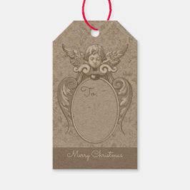 Angel met acanthus verlaat lijst CC0865 Kerstmis Cadeaulabel
