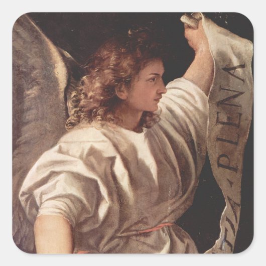 Angel met Banner 1522 Vierkante Sticker (Voorkant)