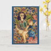 Angel met Bird CC0418 Islamic Art Wenskaart Kaart (Gele Bloem)