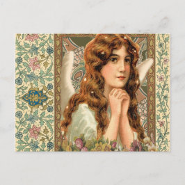 Angel met bloemen Briefkaart