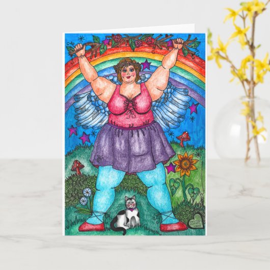 Angel met Branch Kaart (Gele Bloem)