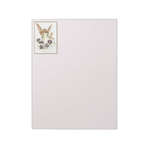 Angel met Cross- en Clematis-bloemen Notitieblok