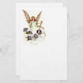 Angel met Cross en Clematis Flowers Briefpapier (Voorkant / Achterkant)