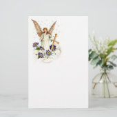 Angel met Cross en Clematis Flowers Briefpapier (Staand voorkant)