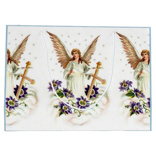 Angel met Cross en Clematis Flowers Groot Cadeauzakje (Achterkant)