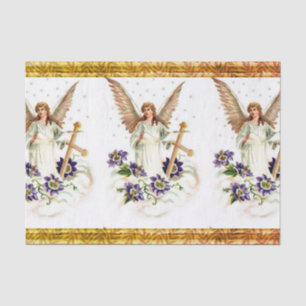 Angel met Cross en Clematis Flowers Tissuepapier