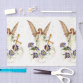 Angel met Cross en Clematis Flowers Tissuepapier (Craft)