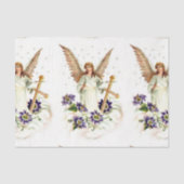 Angel met Cross en Clematis Flowers Tissuepapier (Voorkant)