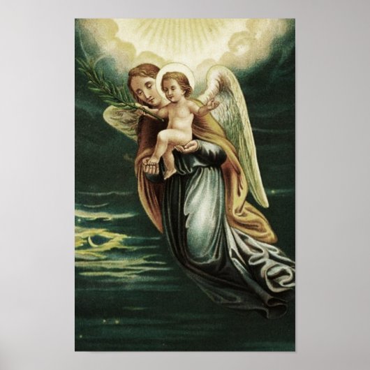 Angel met de Baby Jesus Poster (Voorkant)