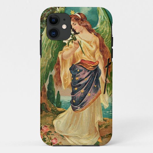 Angel met een bloemetaftakking Case-Mate iPhone case (Achterkant)