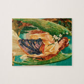 Angel met een bloemetaftakking legpuzzel (Horizontaal)