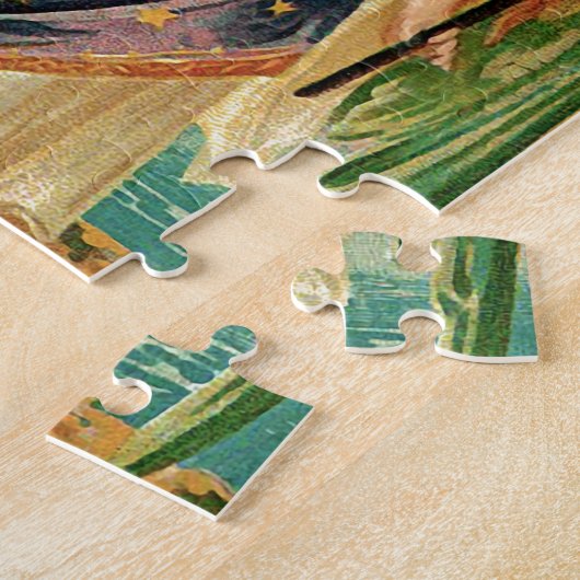 Angel met een bloemetaftakking legpuzzel (Zijkant)