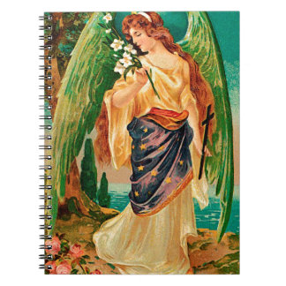 Angel met een bloemetaftakking notitieboek