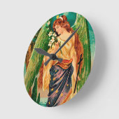 Angel met een bloemetaftakking ronde klok (Hoek)