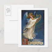 Angel met een Harp Briefkaart (Voorkant / Achterkant)