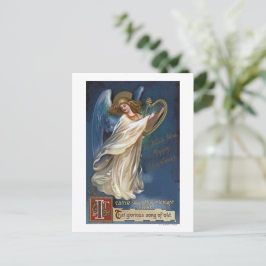 Angel met een Harp Briefkaart (Staand voorkant)