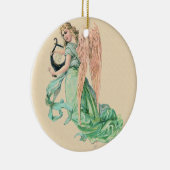 Angel met een Harp Kerstmis Keramisch Ornament (Rechts)