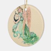 Angel met een Harp Kerstmis Keramisch Ornament (Links)