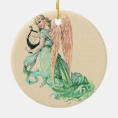 Angel met een Harp Kerstmis Keramisch Ornament (Achterkant)