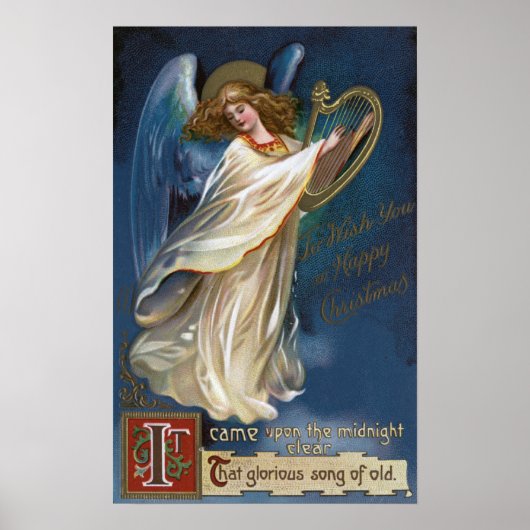 Angel met een Harp Poster (Voorkant)