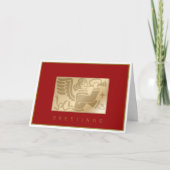 Angel met een kerstkaart vol trompet feestdagen kaart (Voorkant)