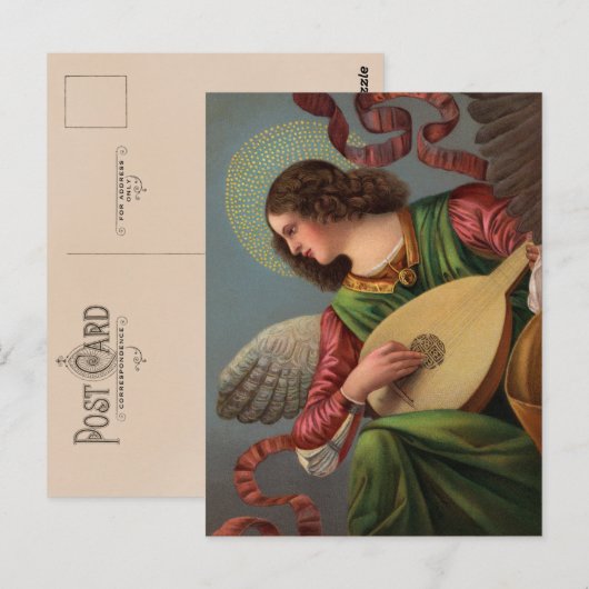 Angel met een Lute-Briefkaart Briefkaart (Voorkant / Achterkant)