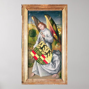 Angel met een schild met twee luipaarden poster