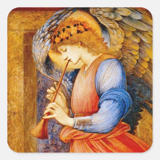 Angel met een Trumpet Vierkante Sticker (Voorkant)