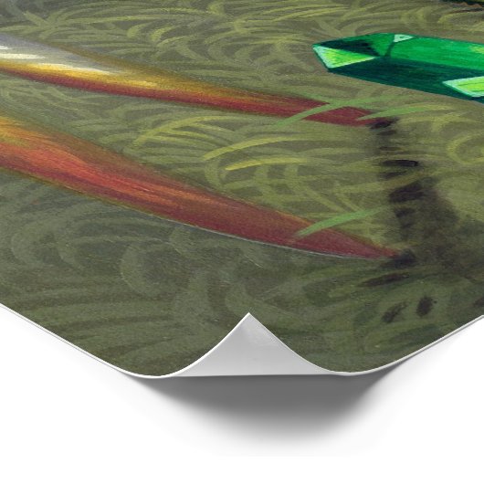 Angel met Emeralds ART-PRINT grote geoogste engel Poster (Hoek)