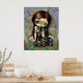 Angel met Emeralds ART-PRINT grote geoogste engel Poster (Keuken)