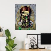 Angel met Emeralds ART-PRINT grote geoogste engel Poster (Thuiskantoor)
