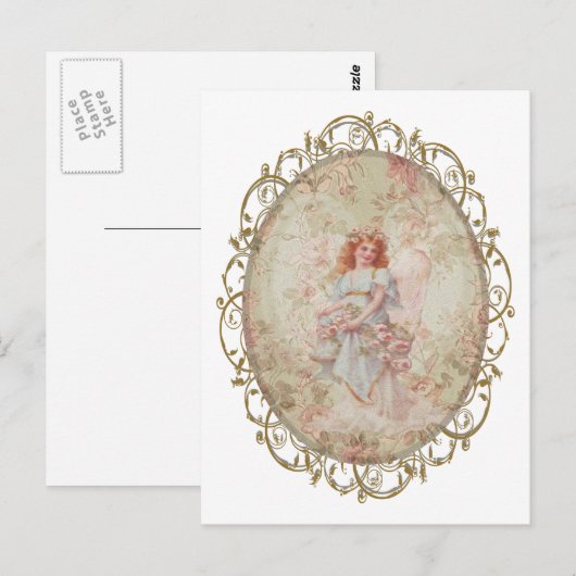 Angel met Flowers Briefkaart (Voorkant / Achterkant)