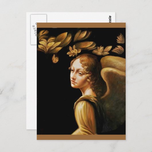 Angel met Golden Leaves Briefkaart (Voorkant / Achterkant)