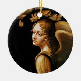 Angel met Golden Leaves Keramisch Ornament