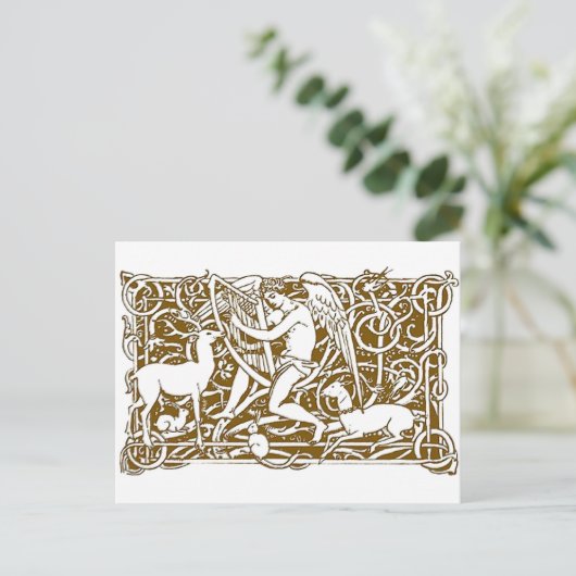 Angel met Harp Briefkaart (Staand voorkant)