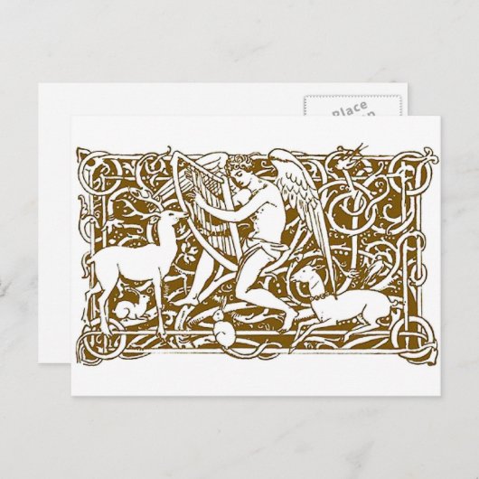 Angel met Harp Briefkaart (Voorkant / Achterkant)