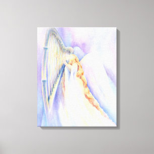 Angel met Harp Canvas Afdruk