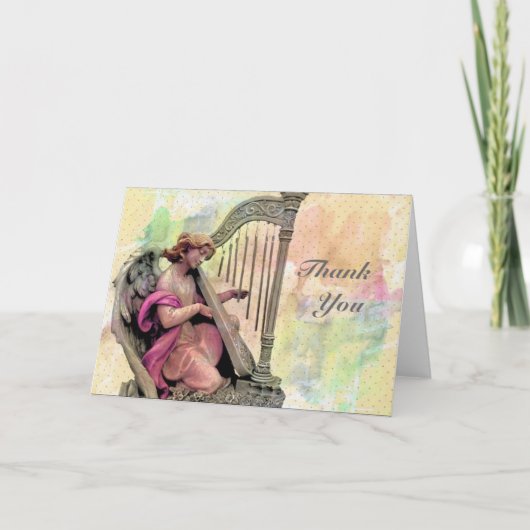 Angel met harp Dank je wel Bedankkaart (Voorkant)