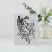 Angel met Harp en Flora Briefkaart (Staand voorkant)