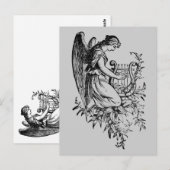 Angel met Harp en Flora Briefkaart (Voorkant / Achterkant)
