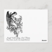 Angel met Harp en Flora Briefkaart (Achterkant)