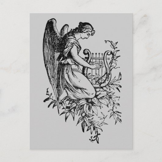 Angel met Harp en Flora Briefkaart (Voorkant)