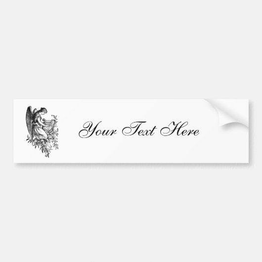 Angel met Harp en Flora Bumpersticker (Voorkant)