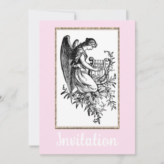 Angel met Harp en Flora Kaart (Voorkant)