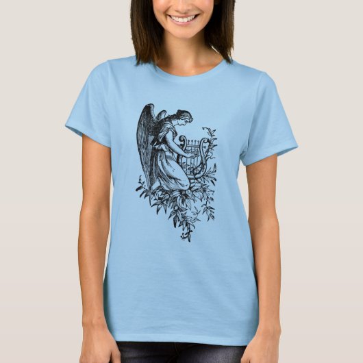 Angel met Harp en Flora T-shirt (Voorkant)