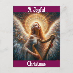 Angel met harp kerst Briefkaart