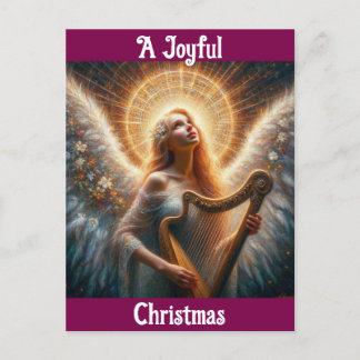 Angel met harp kerst Briefkaart