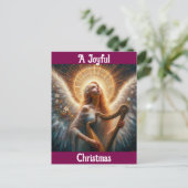 Angel met harp kerst Briefkaart (Staand voorkant)